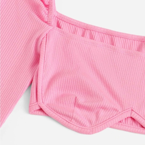 Square Neck Crop Ribbed Knit Top XS - Picture 2 of 2